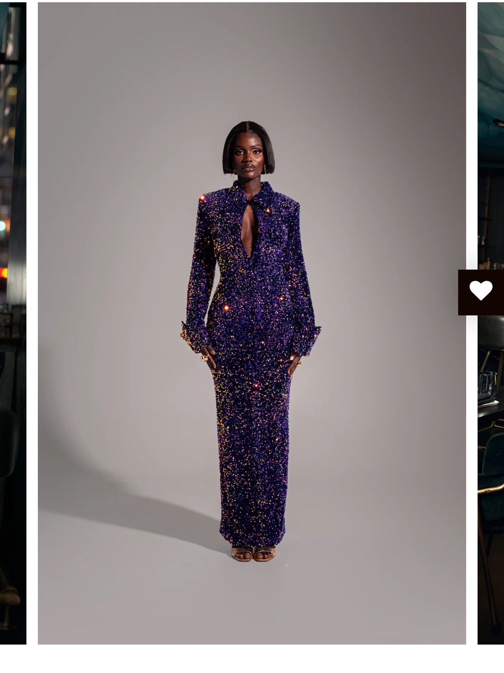 Ofuure Kali Purple Sequin Maxi Dress With Keyhole